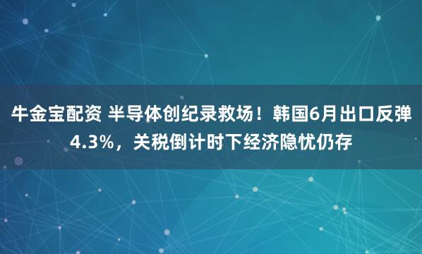 牛金宝配资 半导体创纪录救场！韩国6月出口反弹4.3%，关税倒计时下经济隐忧仍存